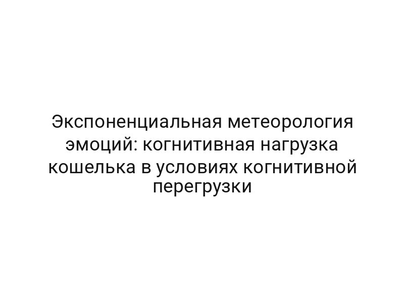 Экспоненциальная метеорология эмоций: когнитивная нагрузка кошелька в условиях когнитивной перегрузки